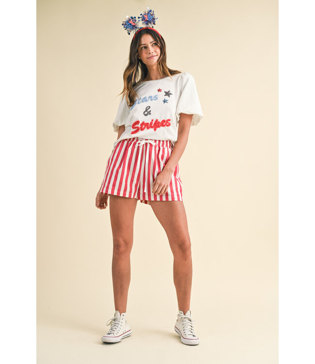 Riley Hand-drawing Lettering Embo Bubble Sleeve Knit Top