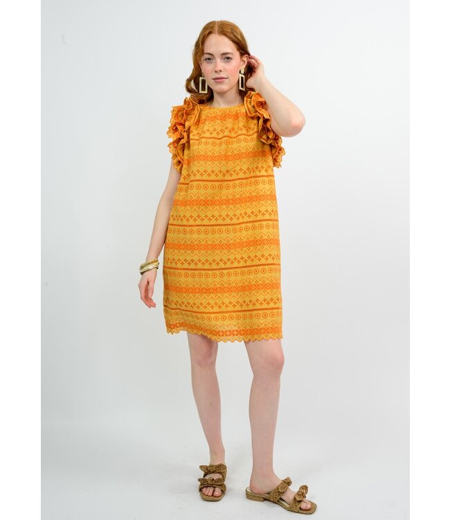 Sarah Eyelet Ruffled Dress