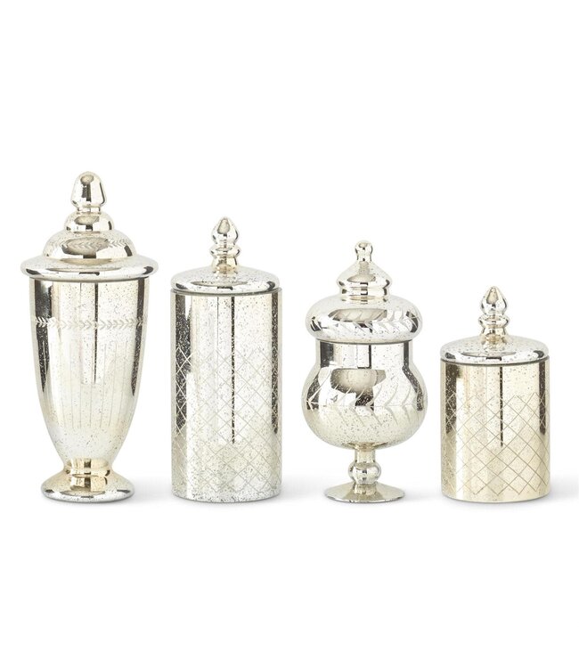 Mercury Glass Jar with Lid - Sold Individually