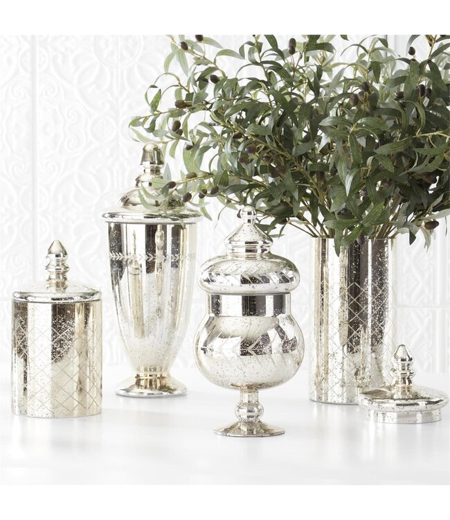 Mercury Glass Jar with Lid - Sold Individually