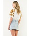 Sophia Embroidered Chenille Floral Puff Sleeve Top