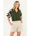 Sophia Embroidered Chenille Floral Puff Sleeve Top