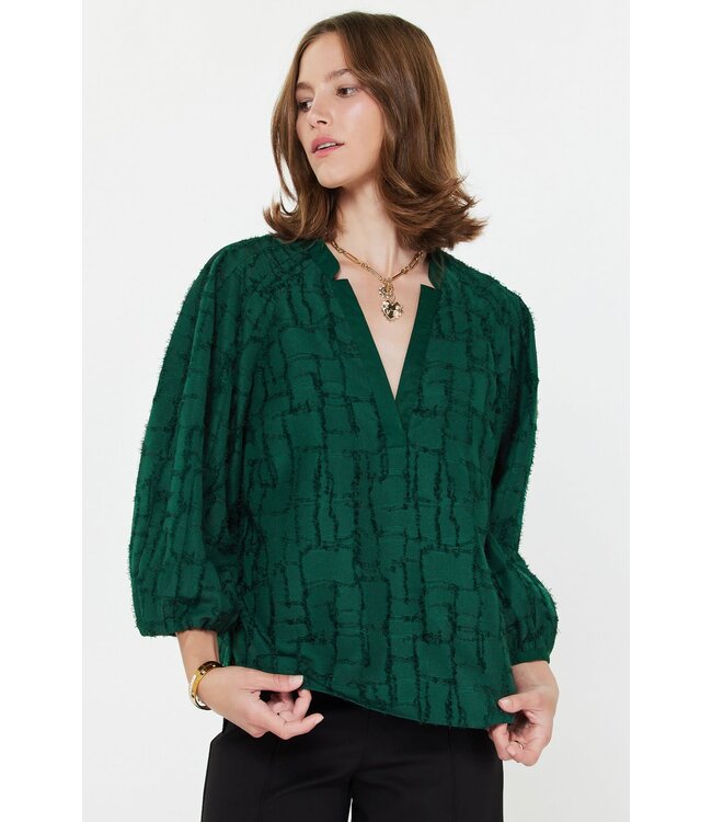 Alley Textured Jacquard 3/4 Blouse