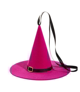 10" Pink Flocked Witch Hat