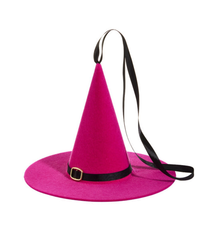 10" Pink Flocked Witch Hat