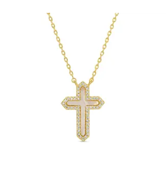 Feel the Faith, Shell Pave Cross Necklace