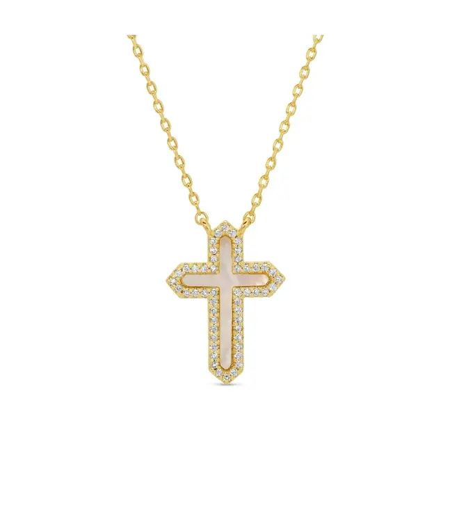 Feel the Faith, Shell Pave Cross Necklace