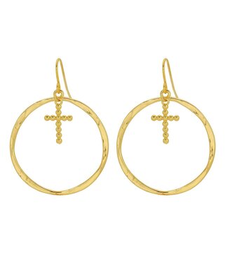 Open Drop Earrings with Cross Charm