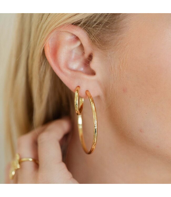 Lightly Textured Large Delicate Hoops