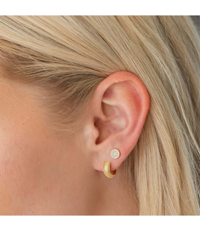 Petite Wide Textured Huggies Earrings