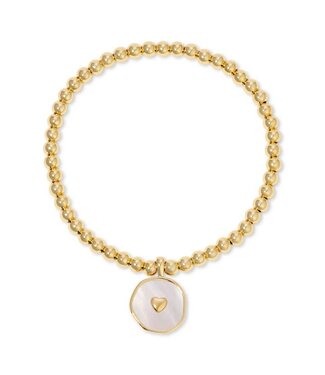 Tiny Heart on Shell Charm Stretch Bracelet