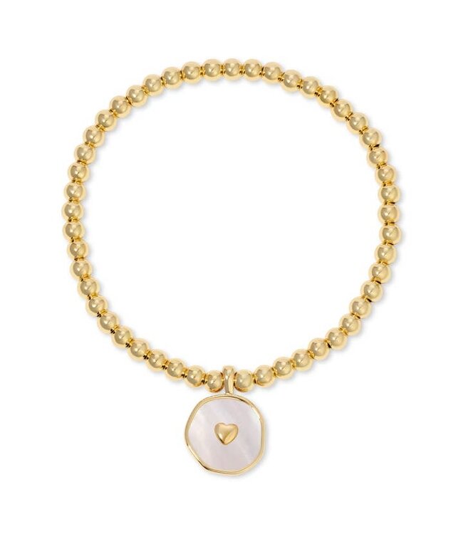 Tiny Heart on Shell Charm Stretch Bracelet