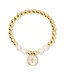 Cross + Pearls Stretch Charm Bracelet