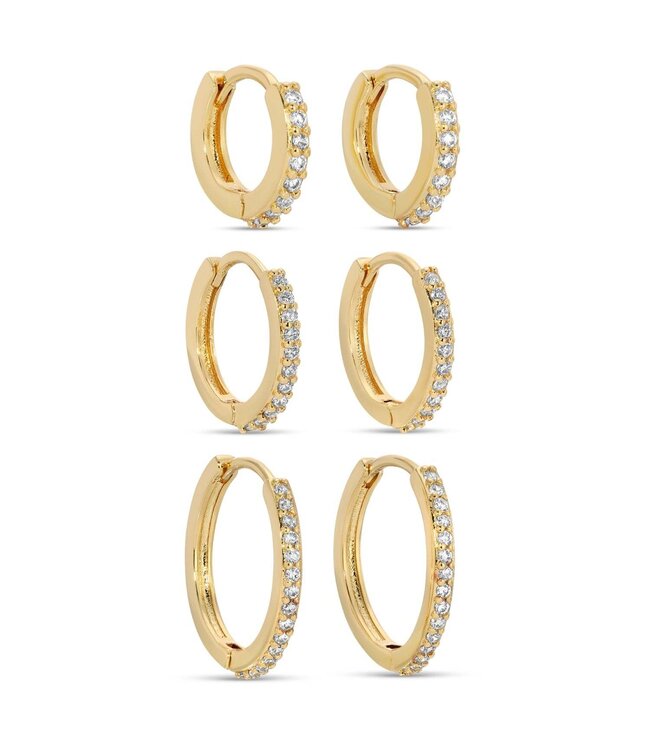 Combo 3, Delicate Pave Huggies - Sold as Set