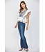 Danica Lace Insert Embroidered Flutter Sleeve Blouse