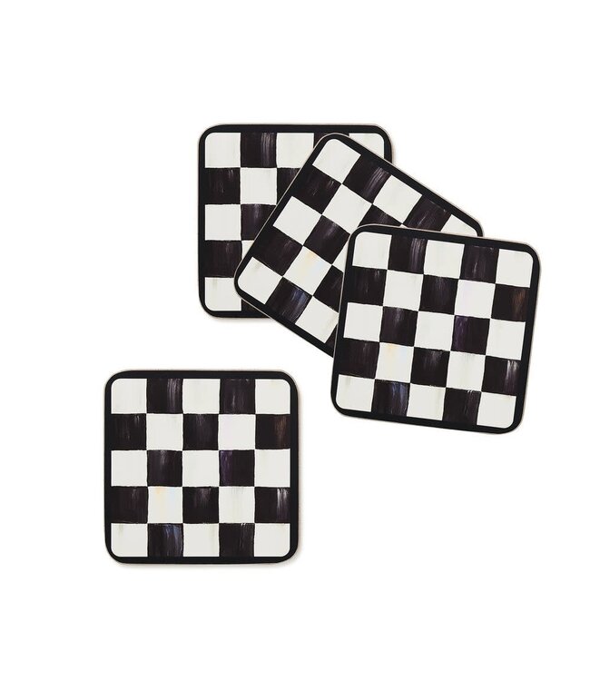 MACKENZIE CHILDS Courtly Checked Cork Back Coaster - Sold as Set