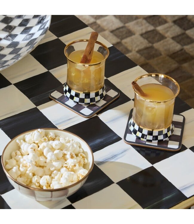 MACKENZIE CHILDS Courtly Checked Cork Back Coaster - Sold as Set