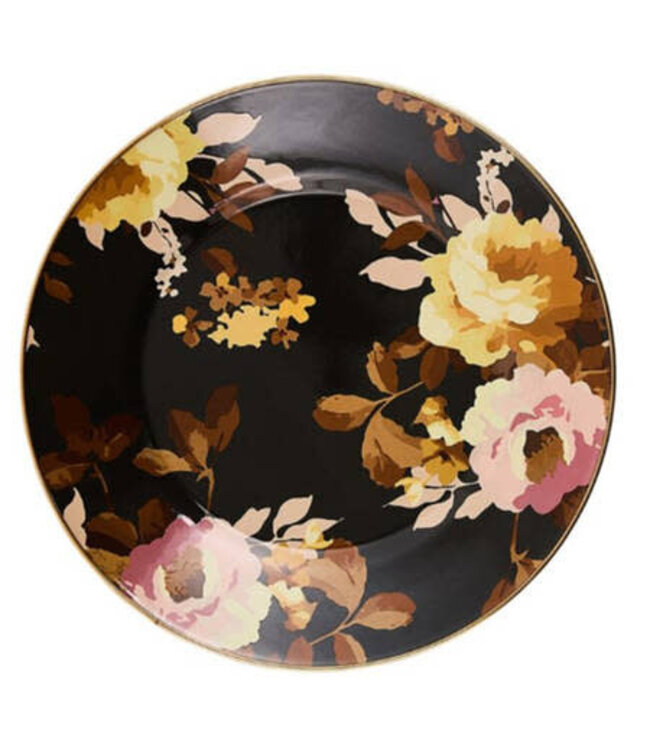 MACKENZIE CHILDS Wild Rose Brown Salad Plate