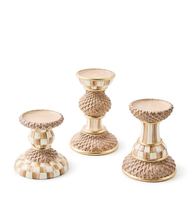 MACKENZIE CHILDS Mocha Pillar Candle Holder - Sold Individually