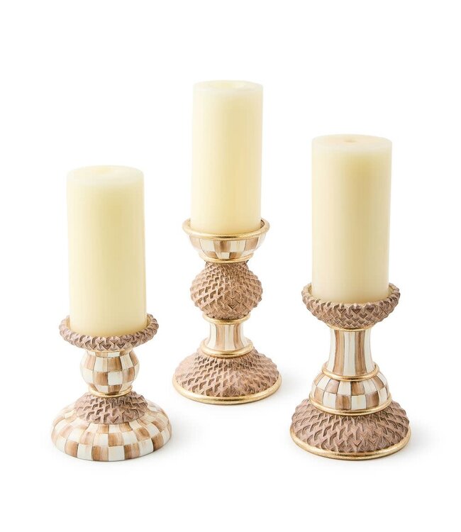 MACKENZIE CHILDS Mocha Pillar Candle Holder - Sold Individually