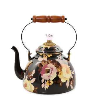 MACKENZIE CHILDS Wild Rose Brown 3 Quart Tea Kettle