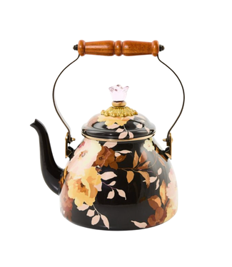 MACKENZIE CHILDS Wild Rose Brown 2 Quart Tea Kettle