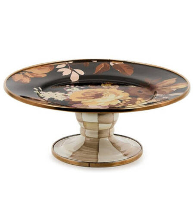 MACKENZIE CHILDS Wild Rose Brown Large Pedestal Platter