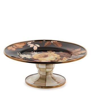 MACKENZIE CHILDS Wild Rose Brown Mini Pedestal Platter
