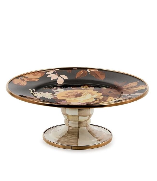 MACKENZIE CHILDS Wild Rose Brown Mini Pedestal Platter