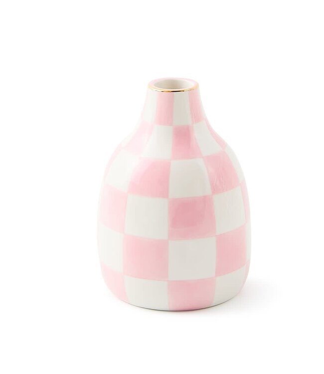 MACKENZIE CHILDS Rosy Check Short Heart Vase