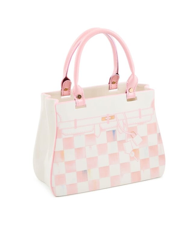 MACKENZIE CHILDS Rosy Check Doodles Handbag Vase