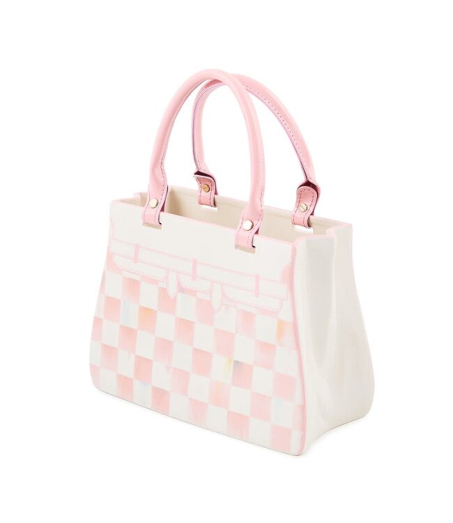 MACKENZIE CHILDS Rosy Check Doodles Handbag Vase