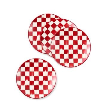 MACKENZIE CHILDS Cherry Check Salad Plate - Sold Individually