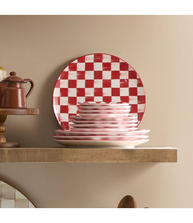 MACKENZIE CHILDS Cherry Check Salad Plate - Sold Individually
