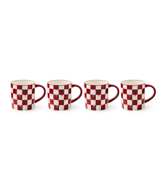 MACKENZIE CHILDS Cherry Check Mugs - Sold Individually