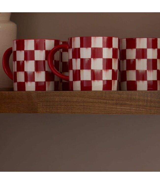 MACKENZIE CHILDS Cherry Check Mugs - Sold Individually