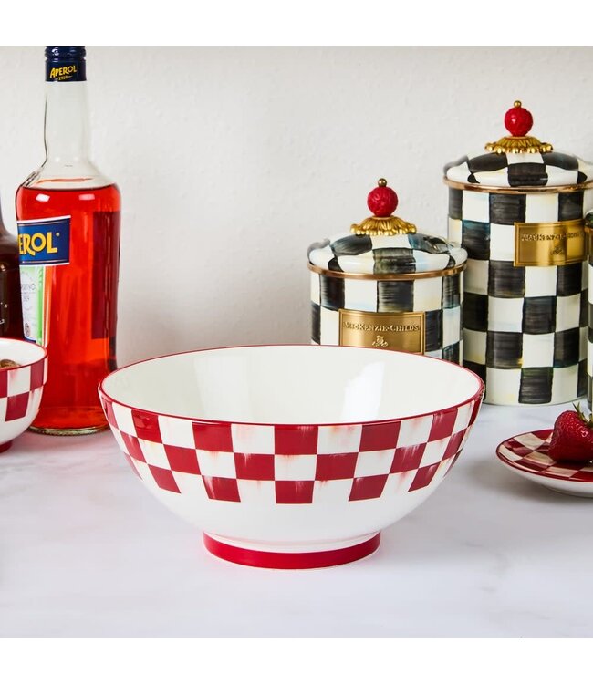 MACKENZIE CHILDS Cherry Check Serving Bowl