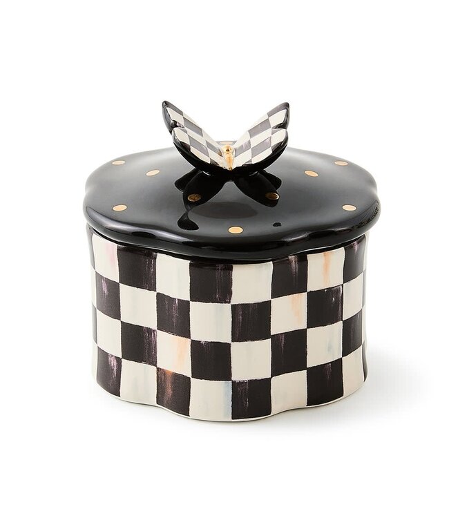 MACKENZIE CHILDS Courtly Check Butterfly Trinket Box