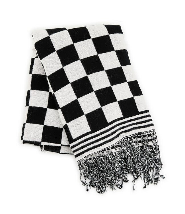MACKENZIE CHILDS Black & White Check Throw
