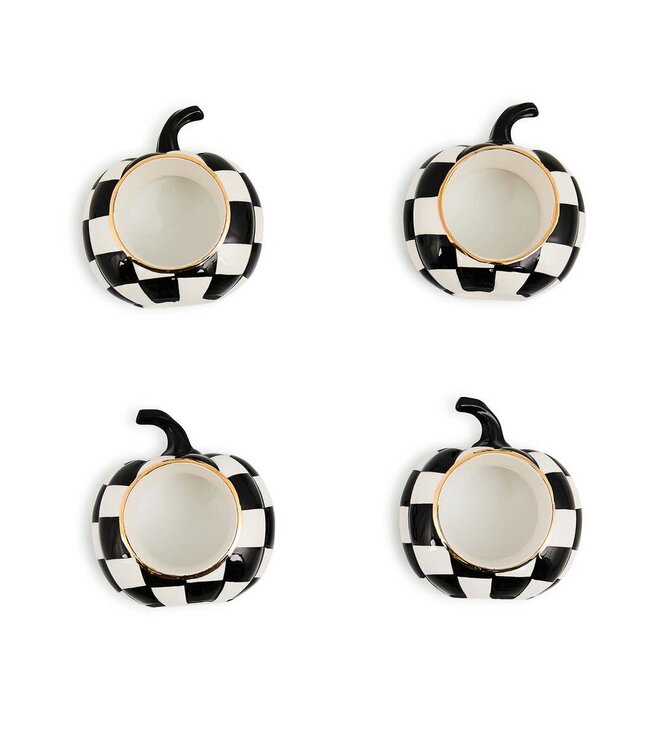 MACKENZIE CHILDS Courtly Check Pumpkin Napkin Rings - Sold as Set