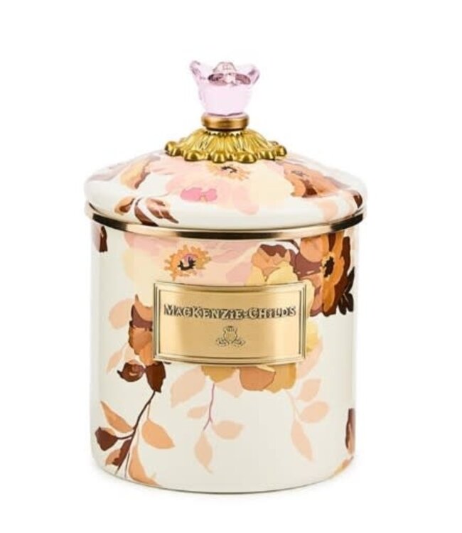 MACKENZIE CHILDS Wild Rose White Small Canister