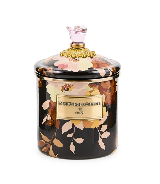 MACKENZIE CHILDS Wild Rose Brown Small Canister