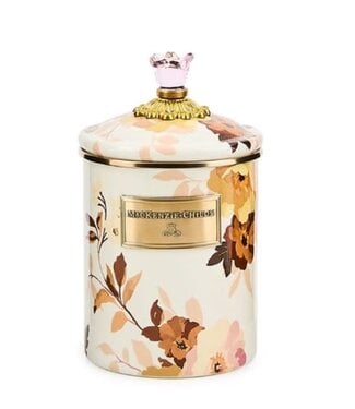 MACKENZIE CHILDS Wild Rose White Medium Canister