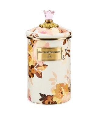 MACKENZIE CHILDS Wild Rose White Large Canister