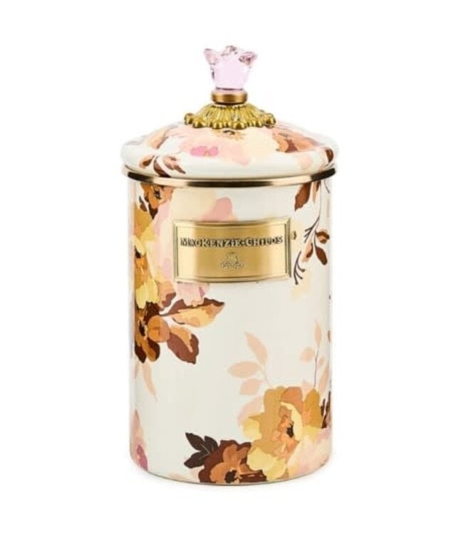 MACKENZIE CHILDS Wild Rose White Large Canister