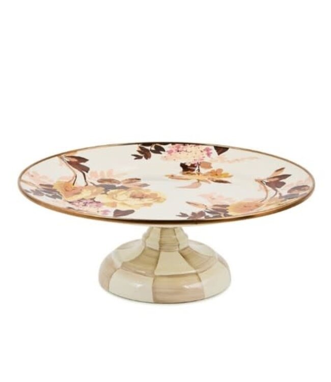 MACKENZIE CHILDS Wild Rose White Small Pedestal Platter
