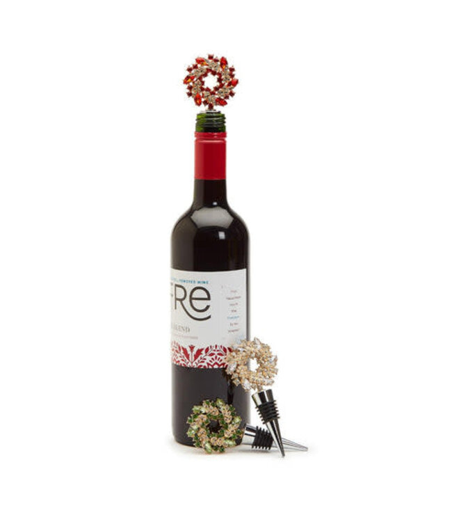 Holiday Wreath Jeweled Bottle Stoppers-sold individually