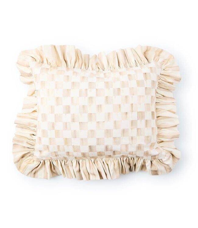 MACKENZIE CHILDS Mocha Check Lumbar Throw Pillow with Ruffle