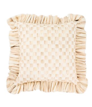 MACKENZIE CHILDS Mocha Check Throw Pillow with Ruffle