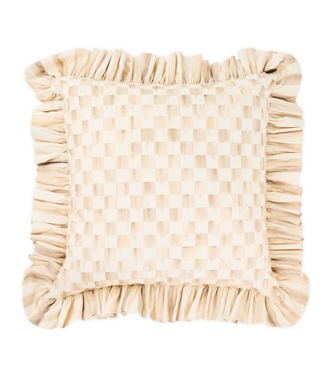 MACKENZIE CHILDS Mocha Check Throw Pillow with Ruffle